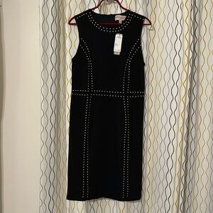 NWT philosophy dress, black with rose gold studs, body con fit, stunning.